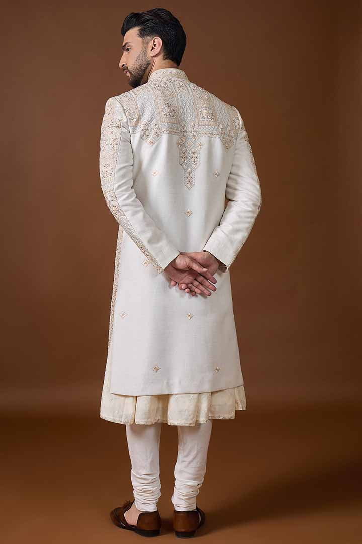 Rose Gold Sherwani with Intricate Hand Embroidery-Sw 7021