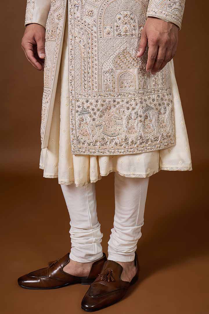 Rose Gold Sherwani with Intricate Hand Embroidery-Sw 7021