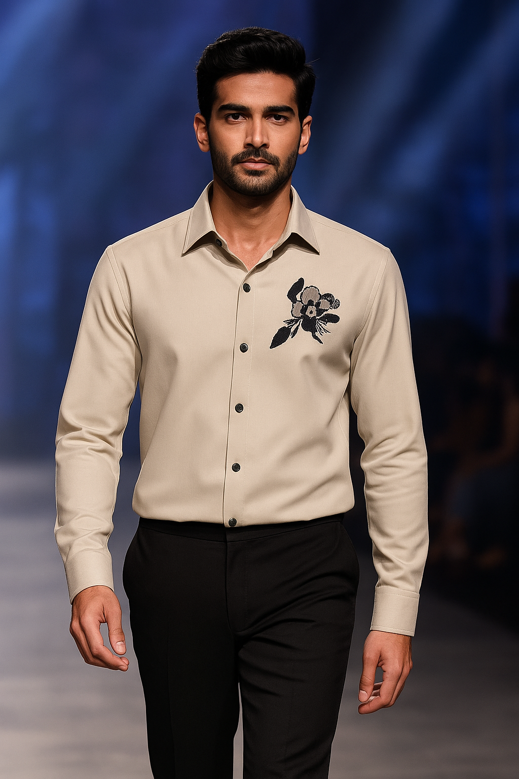 Grey Shirt with Cutdana & Beads Hand Embroidery - Sh 6013