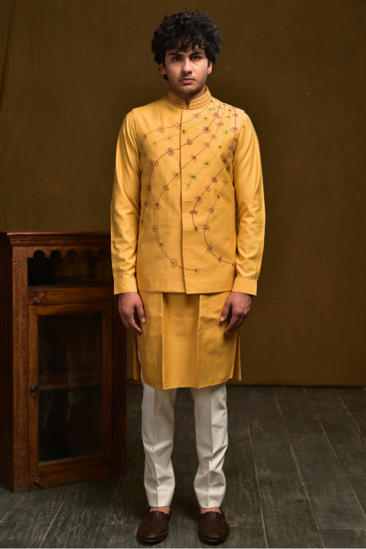 Thread Work Modi Jacket with Kurta Set- K 4016