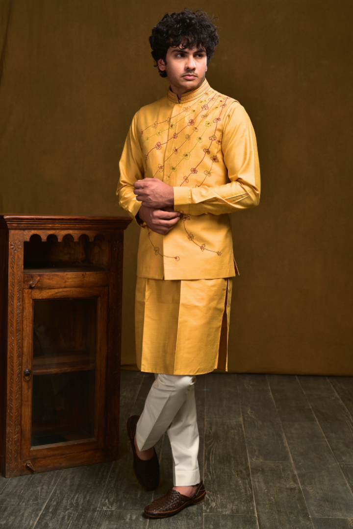 Thread Work Modi Jacket with Kurta Set- K 4016