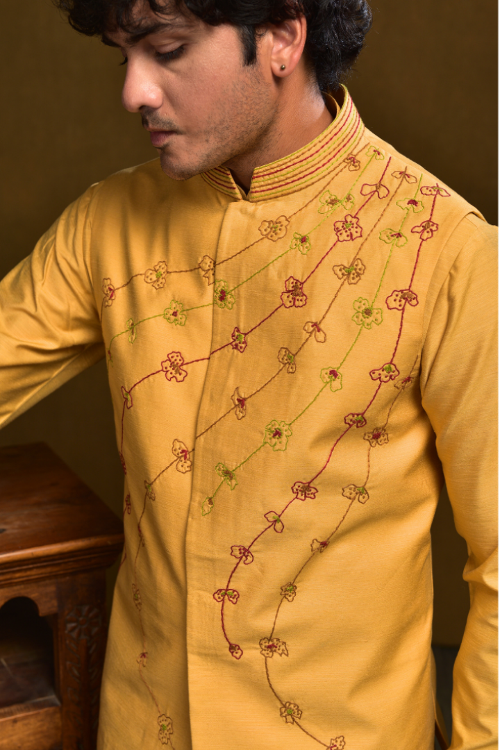 Thread Work Modi Jacket with Kurta Set- K 4016