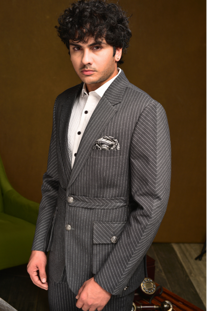 Patch Pocket & Belt Blazer with Trousers - Tx 5026