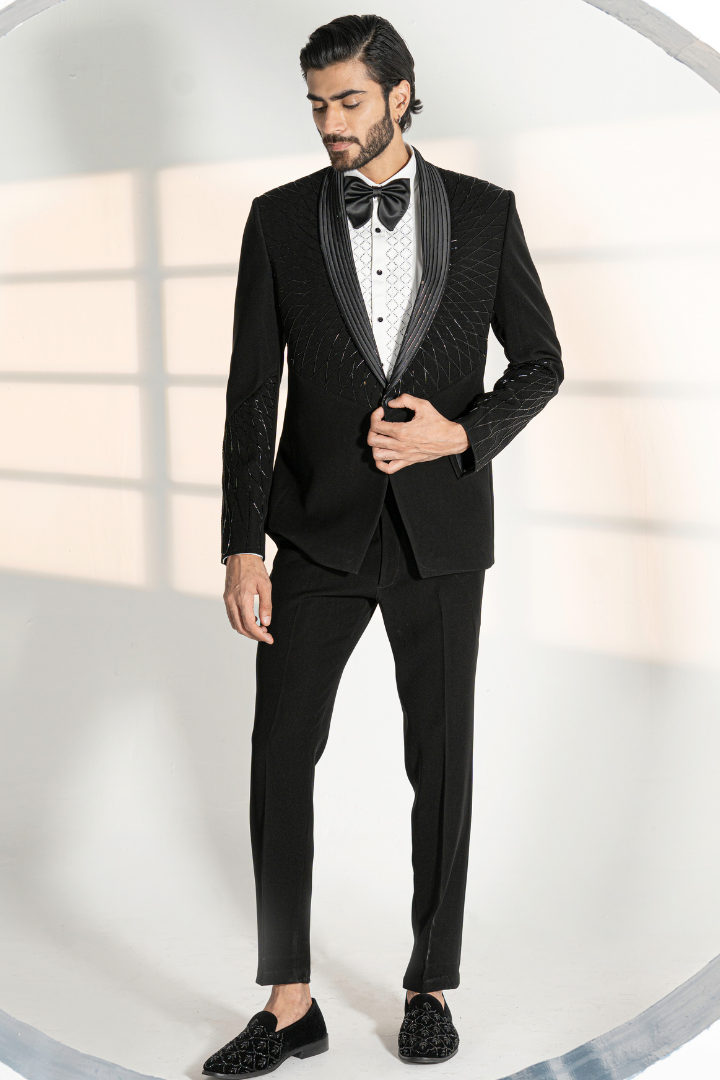 Black Japanese Tuxedo with HandWork Tx 5014