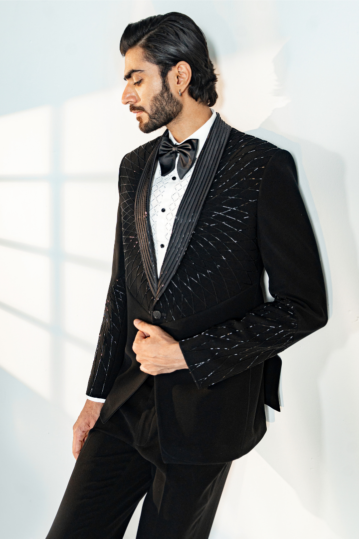 Black Japanese Tuxedo with HandWork Tx 5014