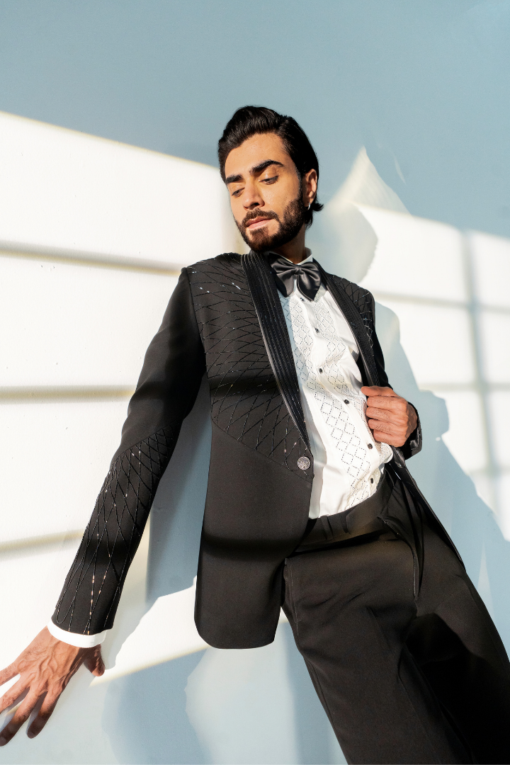 Black Japanese Tuxedo with HandWork Tx 5014
