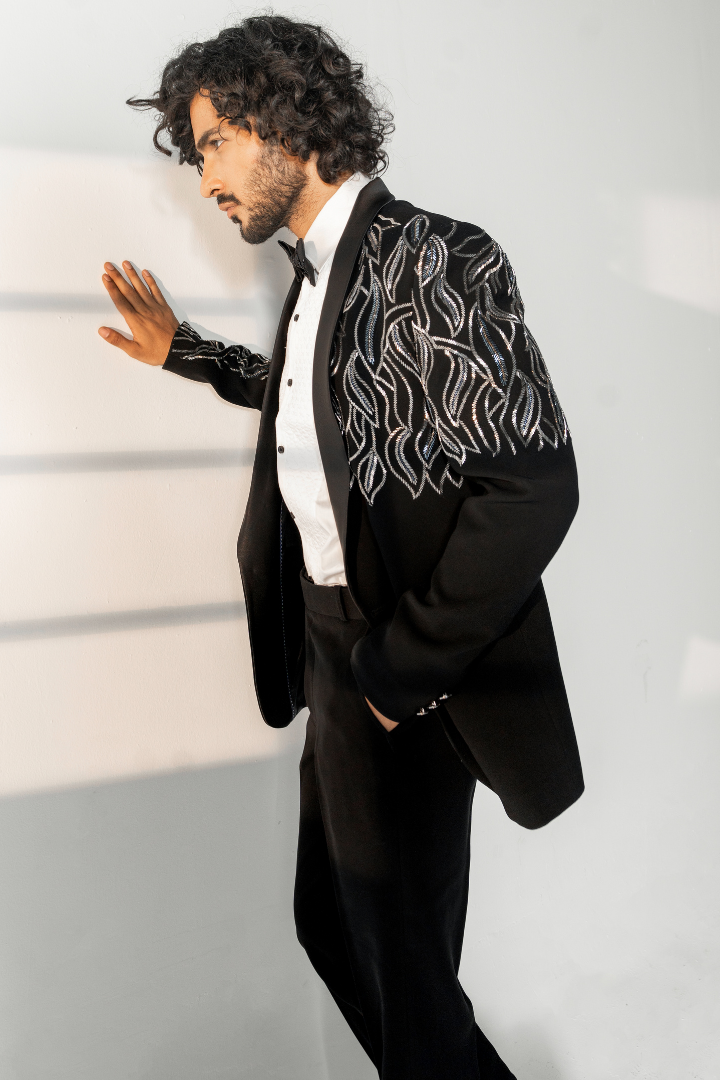 Black Japanese Tuxedo with Hand Work Tx 5015