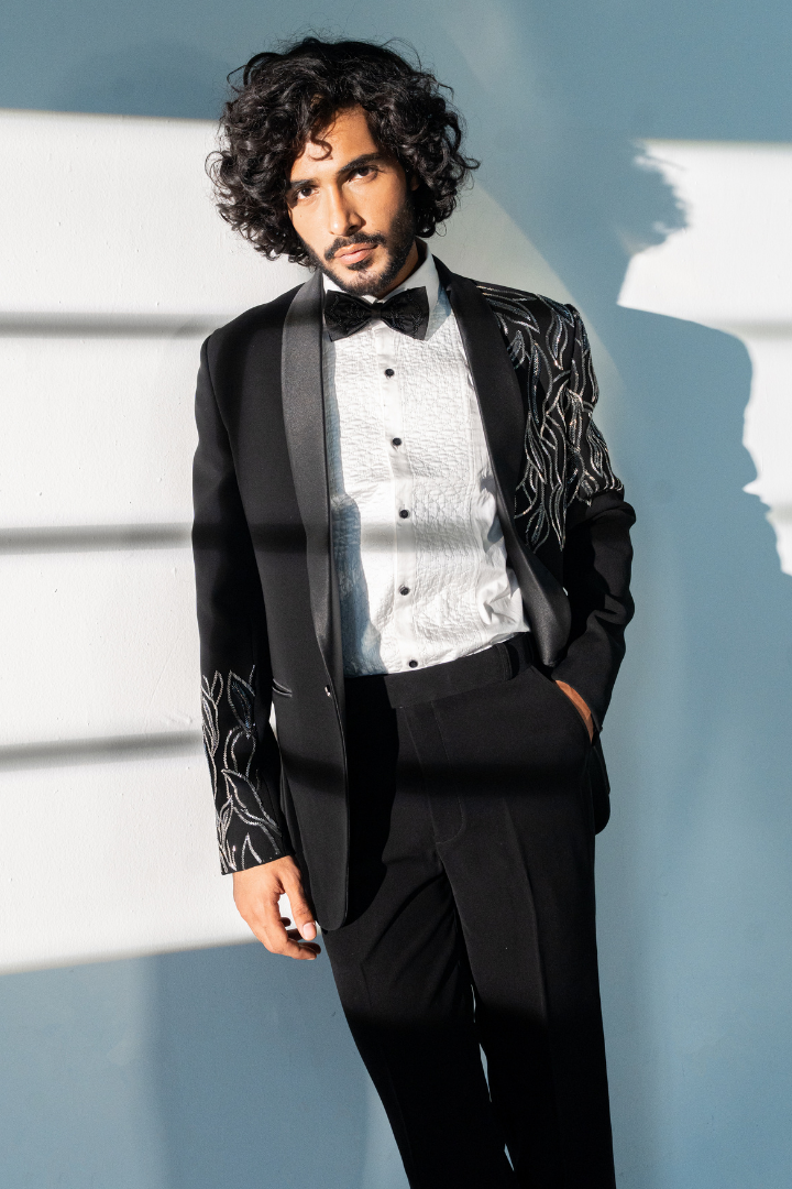 Black Japanese Tuxedo with Hand Work Tx 5015