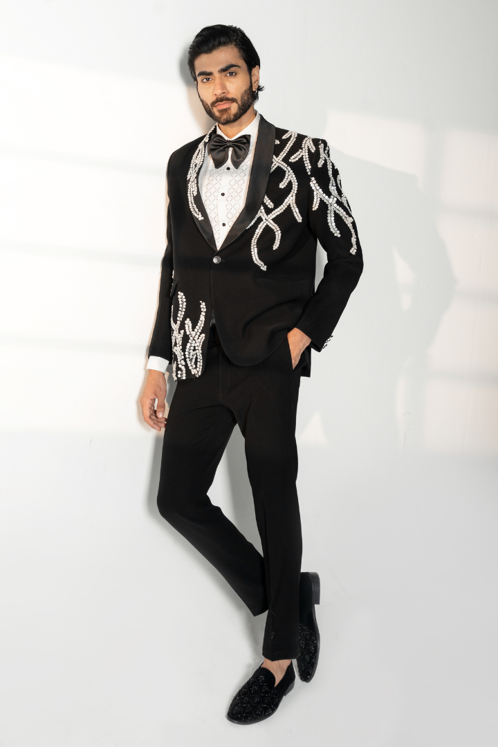 Black Japanese Tuxedo with Hand Work Tx 5016