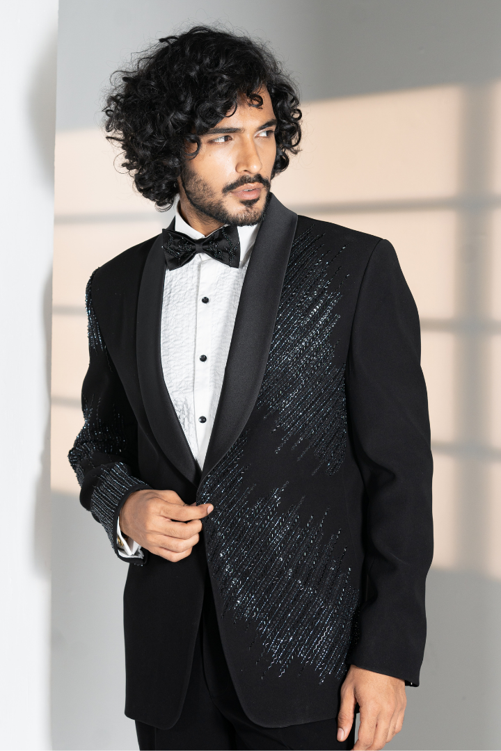 Black Japanese Tuxedo with HandWork- Tx 5018
