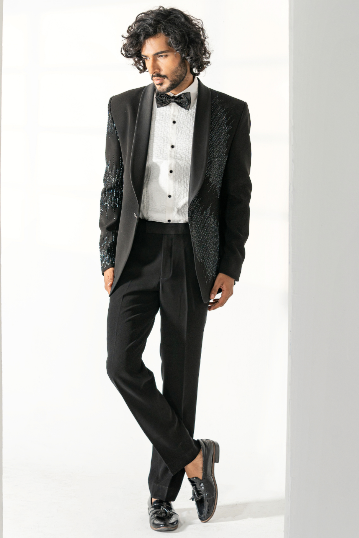 Black Japanese Tuxedo with HandWork- Tx 5018