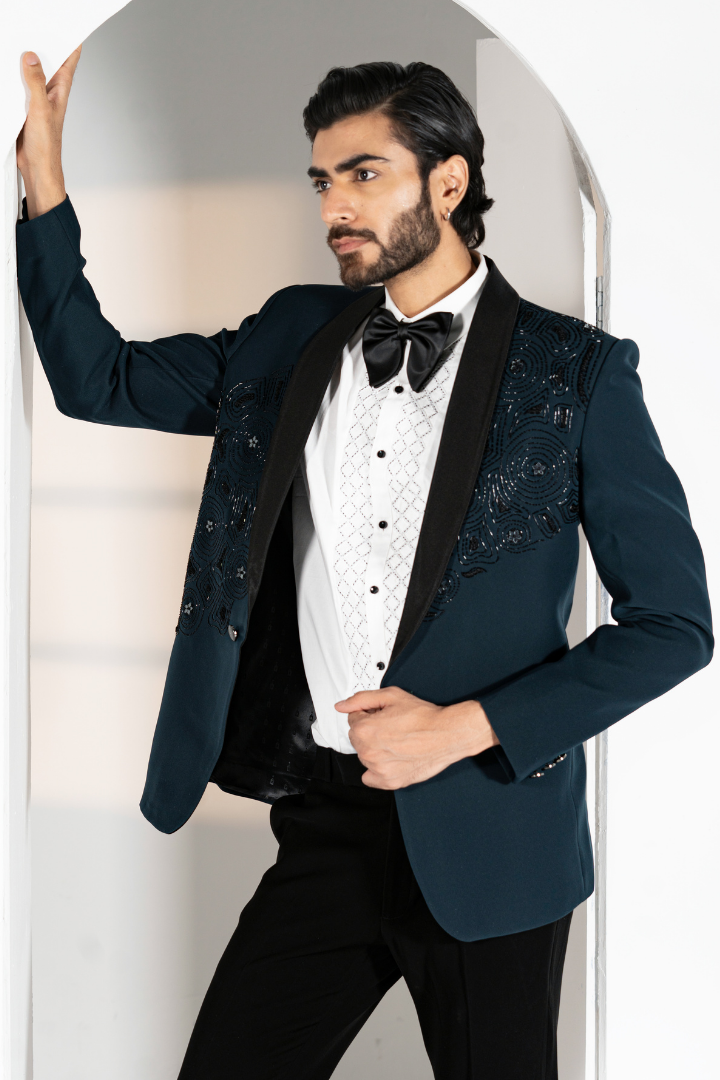 Electric Blue Tuxedo with Hand Work Tx 5020