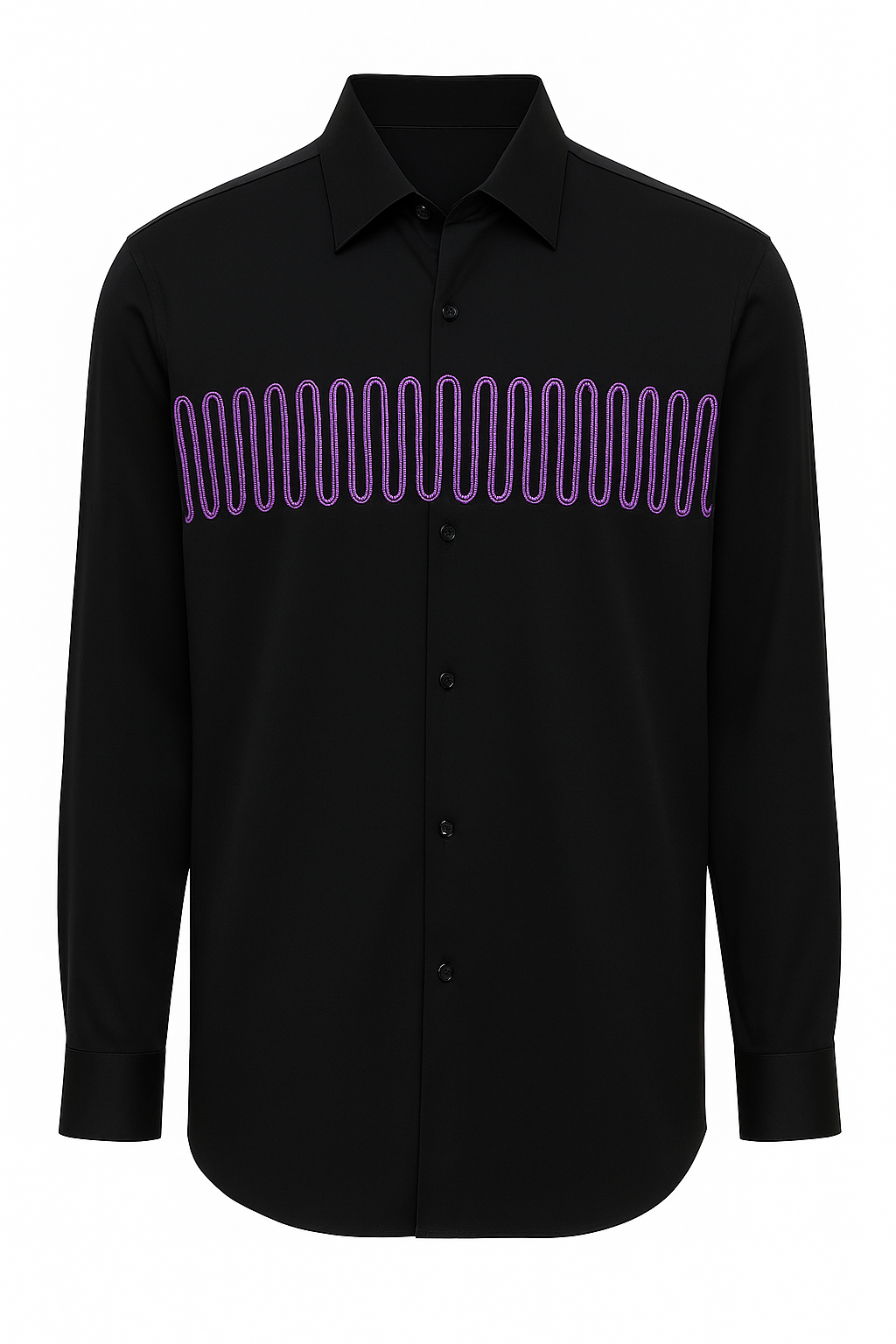 Black Shirt with Thread Embroidery - Sh 6015